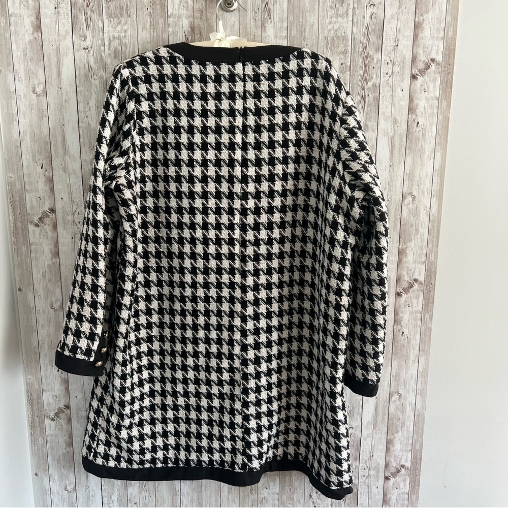 Pomander Place Coco Black and White Houndstooth Tweed Bow Dress XXXL - Picture 2 of 4